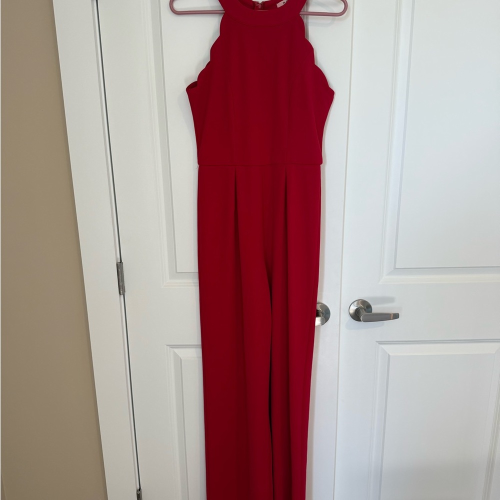 Elegant Red Halter Jumpsuit